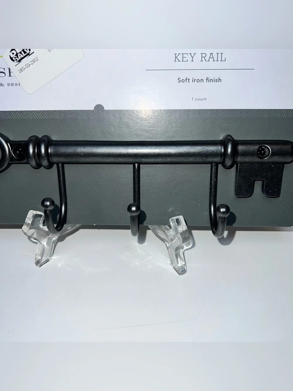 Threshold Black Decorative Key Rail with Vintage Key Accent